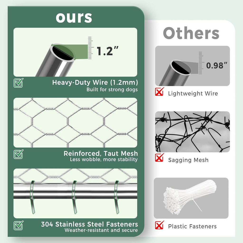 10x15FT Galvanized Outdoor Dog Kennel Q3385