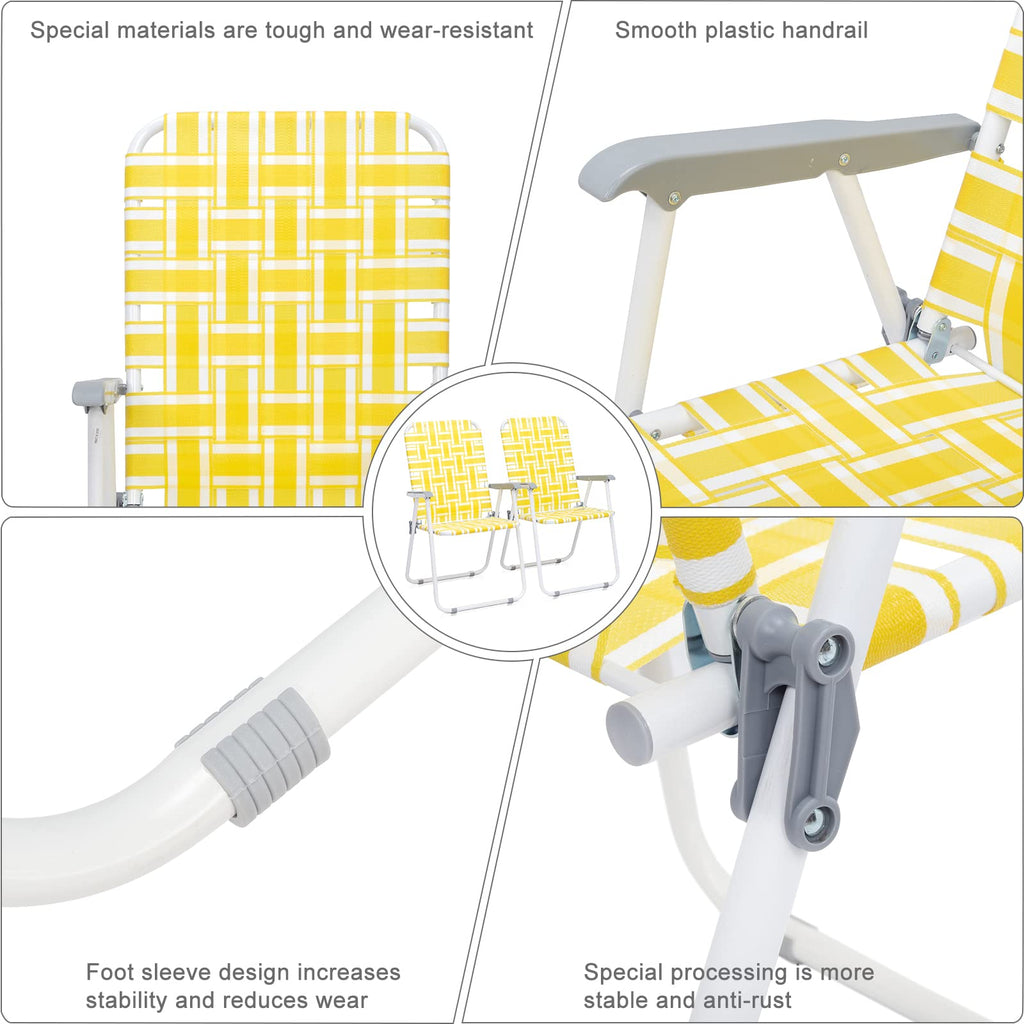 Set of 2 Yellow & White Webbed Folding Chairs N680635