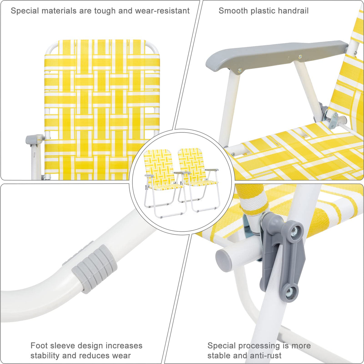 Set of 2 Yellow & White Webbed Folding Chairs N680635