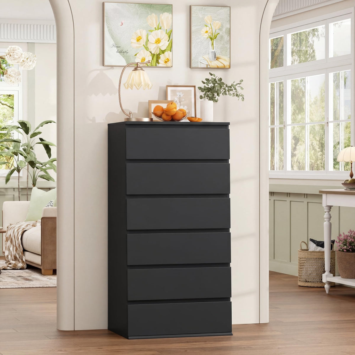 Black 6 Drawer Dresser E644