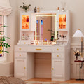 White Makeup Vanity Desk with LED Mirror A538