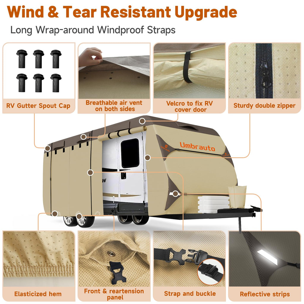 14' ~ 16' Waterproof Windproof Heavy Duty Travel Trailer RV Cover J435621