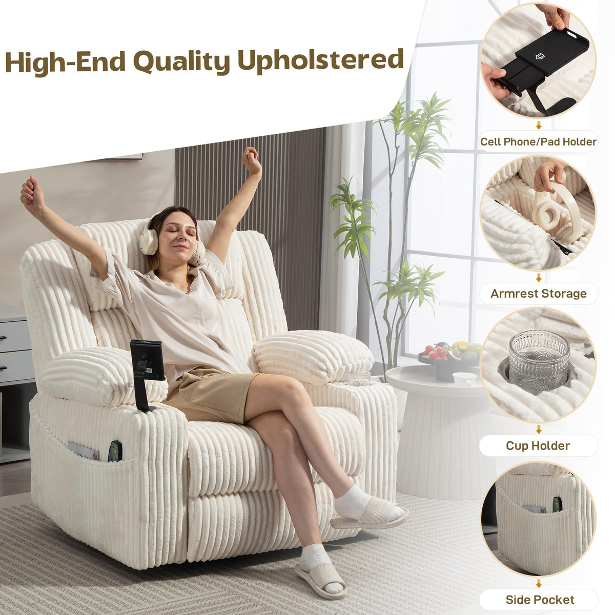 Power Swivel Rocker Recliner with Adjustable Headrest G737563