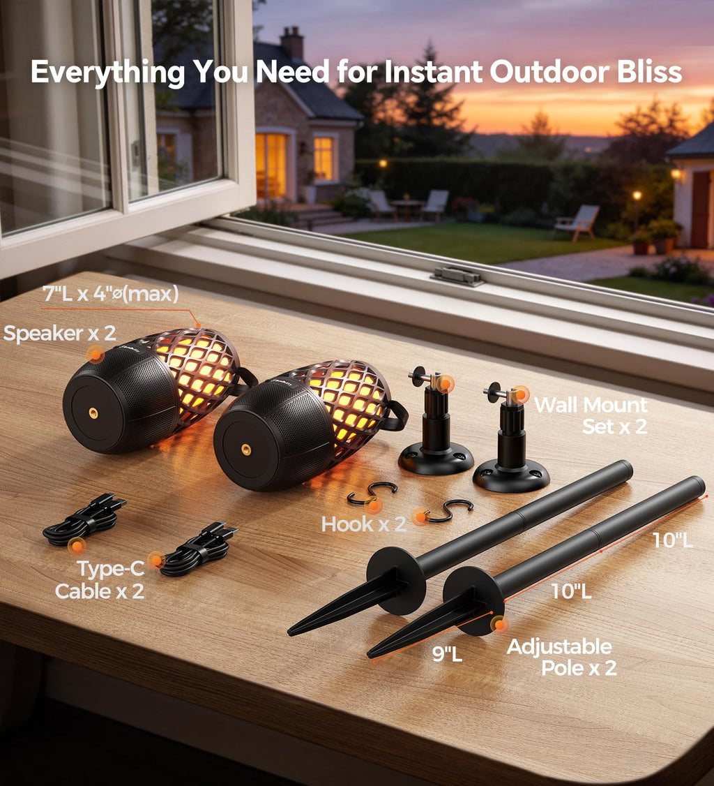 IPX5 Waterproof Outdoor Speakers 2 Pack H7956