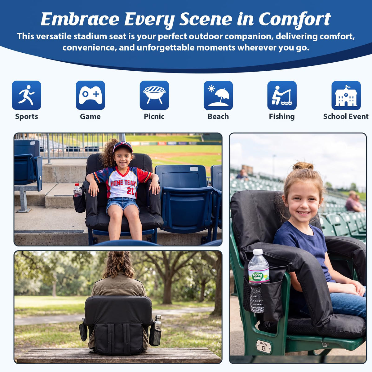 25” Extra Wide Stadium Seats with Back Support 2 Pack Q424