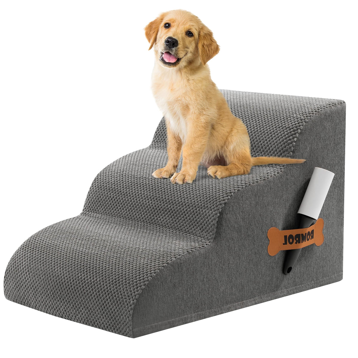 3-Steps Dog Stairs Ramp with Non-Slip Waterproof Fabric Cover B55245