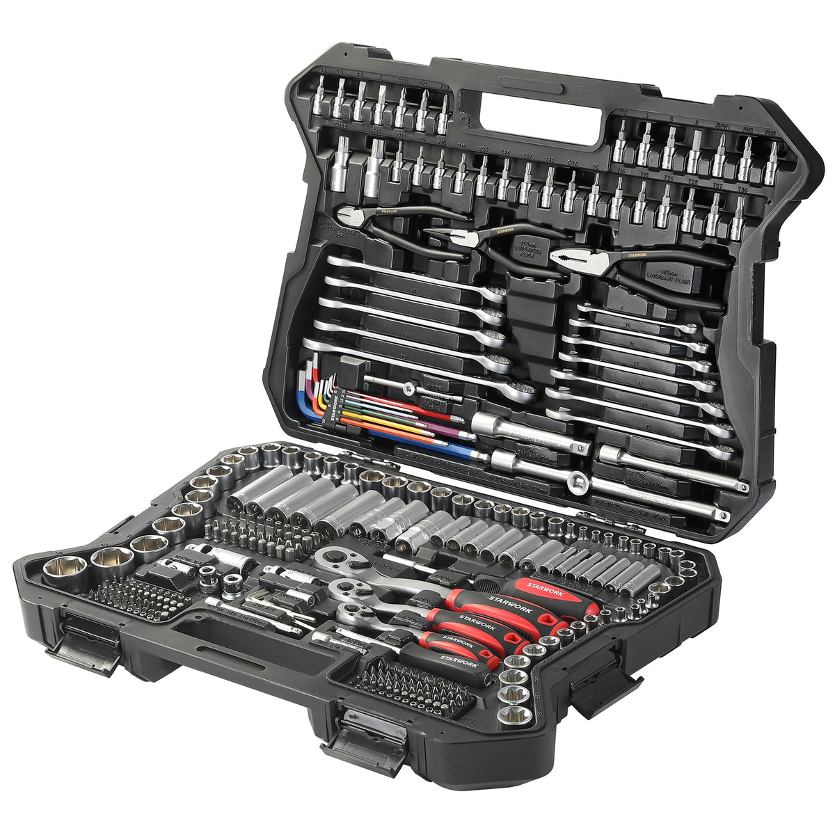 314-Piece Mechanics Tool Set and Socket Set, 1/4", 3/8", 1/2" Drive, Metric A623