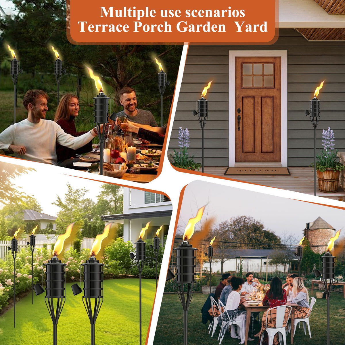 Citronella Garden Torch Set of 6, 16oz Metal Torch C85233