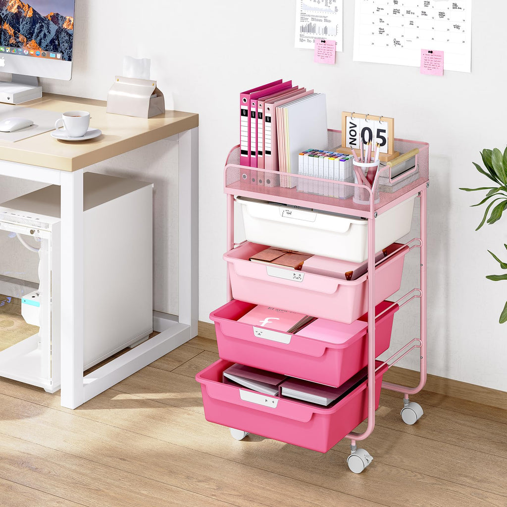 4-Drawer Rolling Storage Cart with Mesh Top L44165