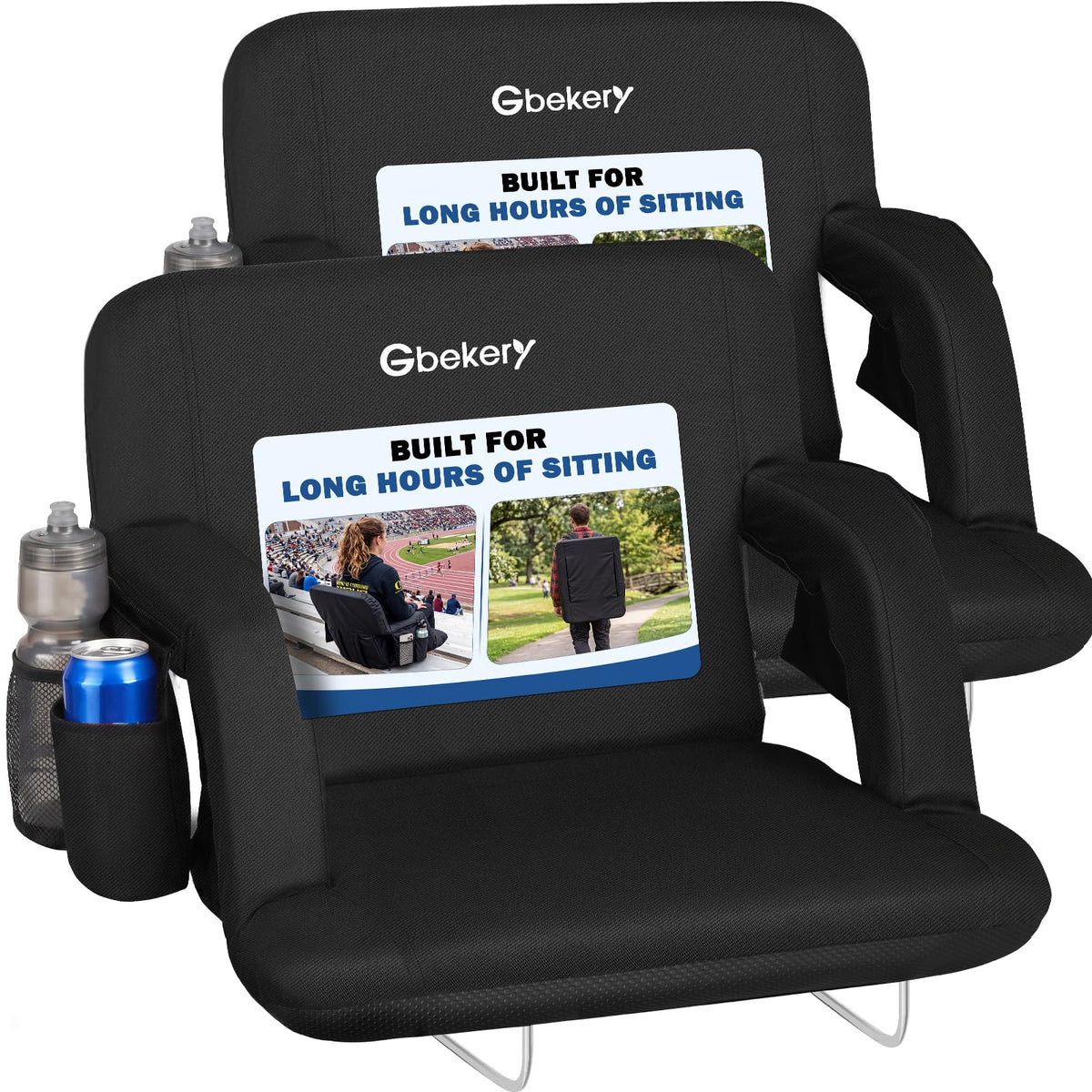 25” Extra Wide Stadium Seats with Back Support 2 Pack Q424