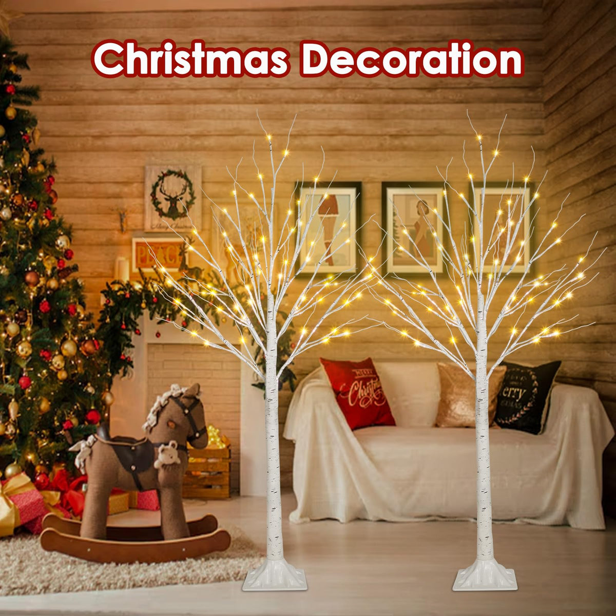 2-Pack 4FT Lighted Birch Tree L724715