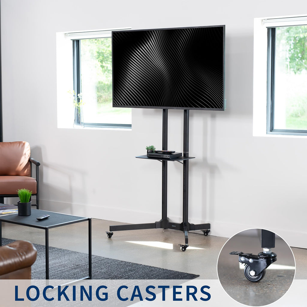 Black Mobile TV Cart for 32 to 83 inch Screens G377