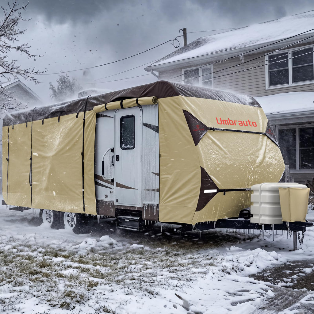 14' ~ 16' Waterproof Windproof Heavy Duty Travel Trailer RV Cover J435621