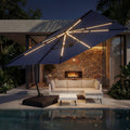 11x11ft Solar Powered Led Cantilever Umbrella with Base J778