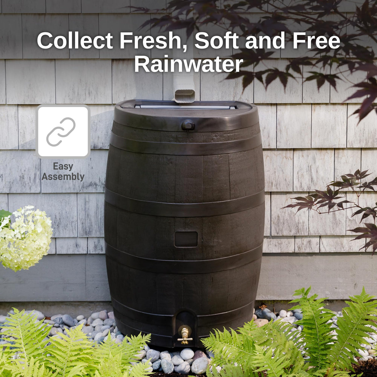 50-Gallon Flat Back Rain Barrel with Brass Spigot Q117451
