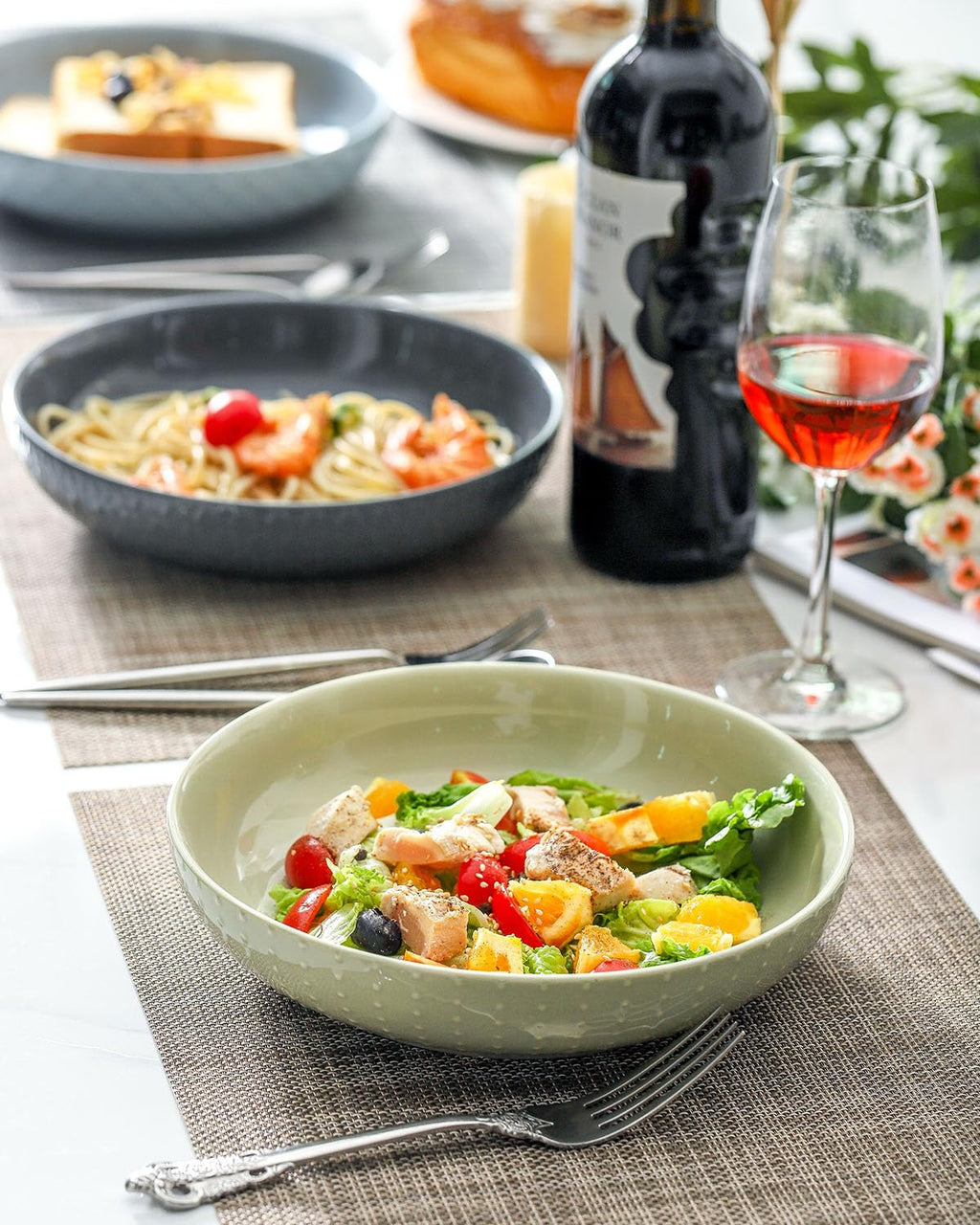 9.1'' 42 OZ Ceramic Pasta Bowls Set of 4 B416587