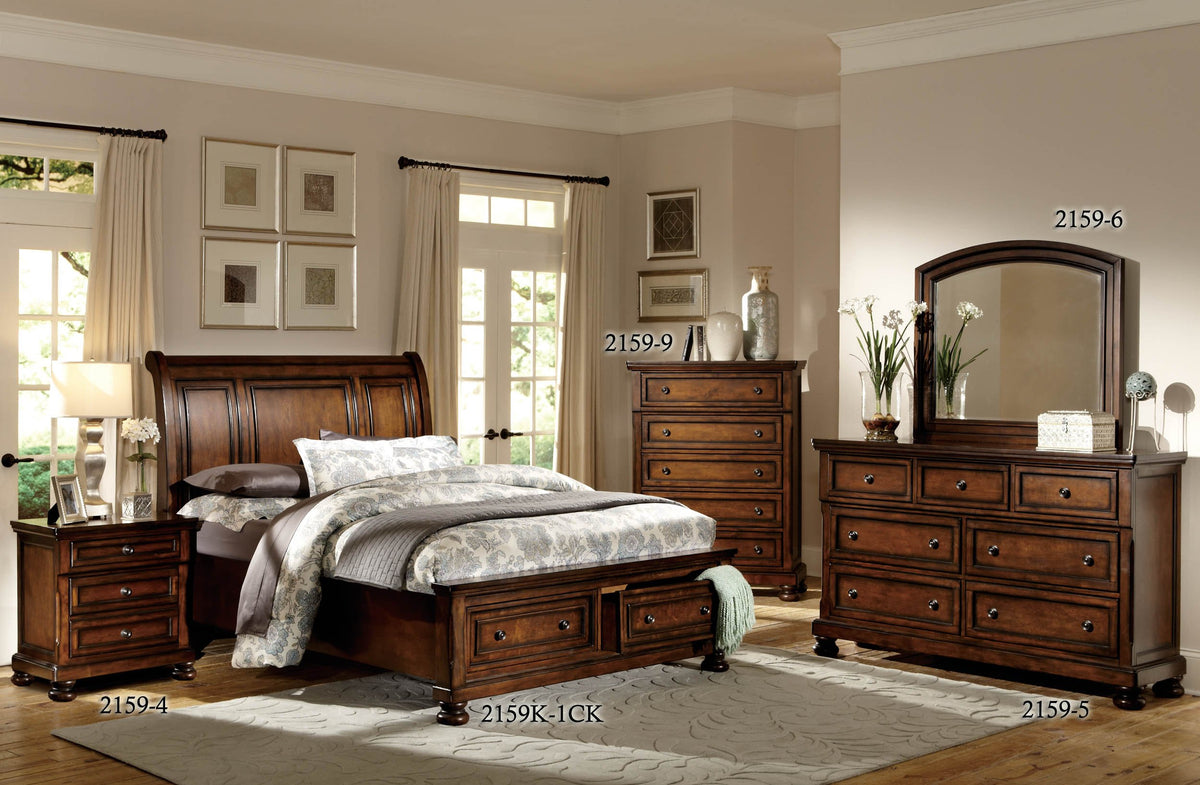 Cherry Sleigh Platform Bed, Cal King H945269
