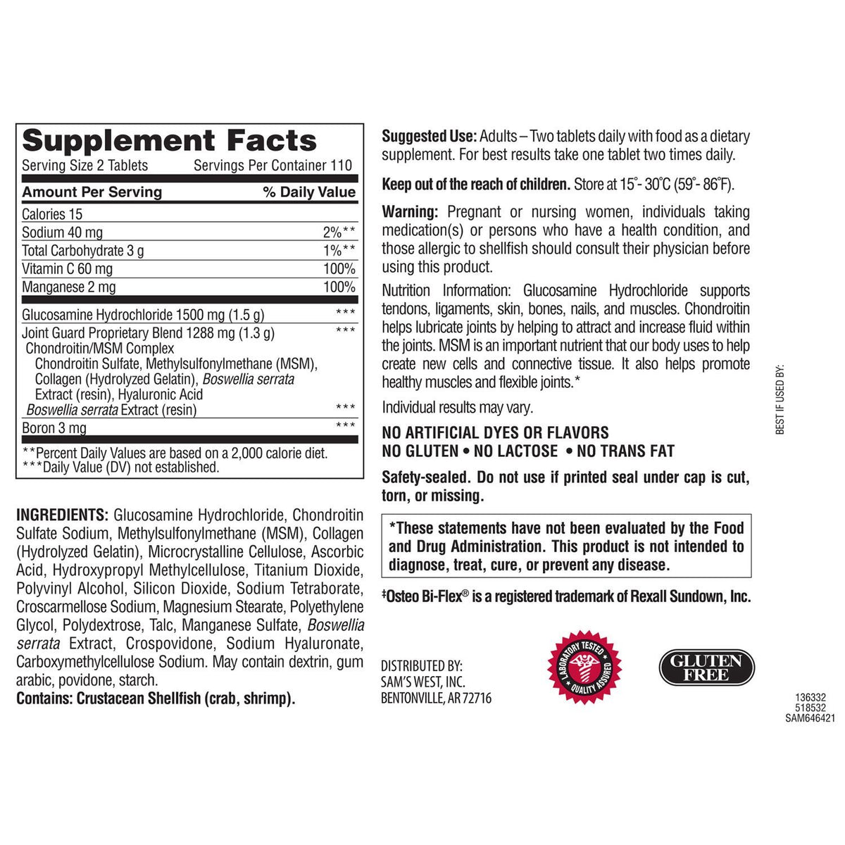 Triple Strength Glucosamine Chondroitin MSM 220 Count X72300