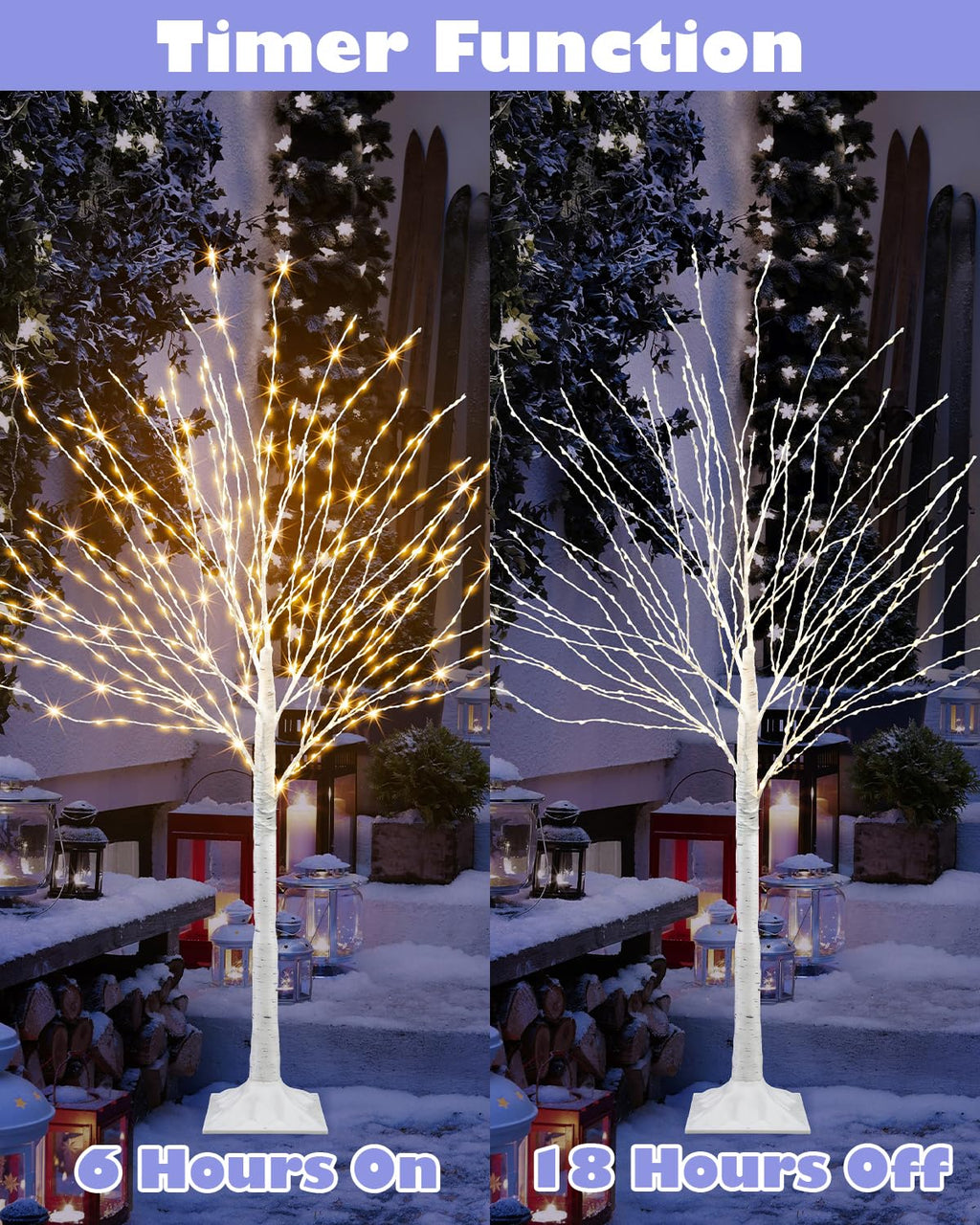 4 FT Lighted Artificial White Birch Tree with 432 LED Timer T46140