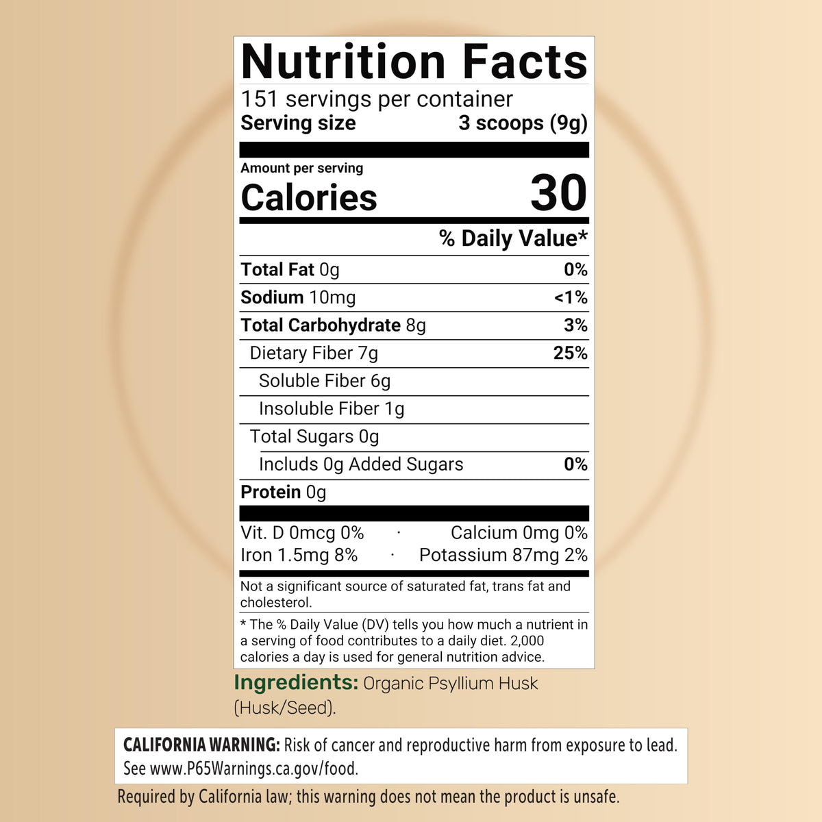 Organic Psyllium Husk Fiber Powder, 3lb, Unflavored P7216