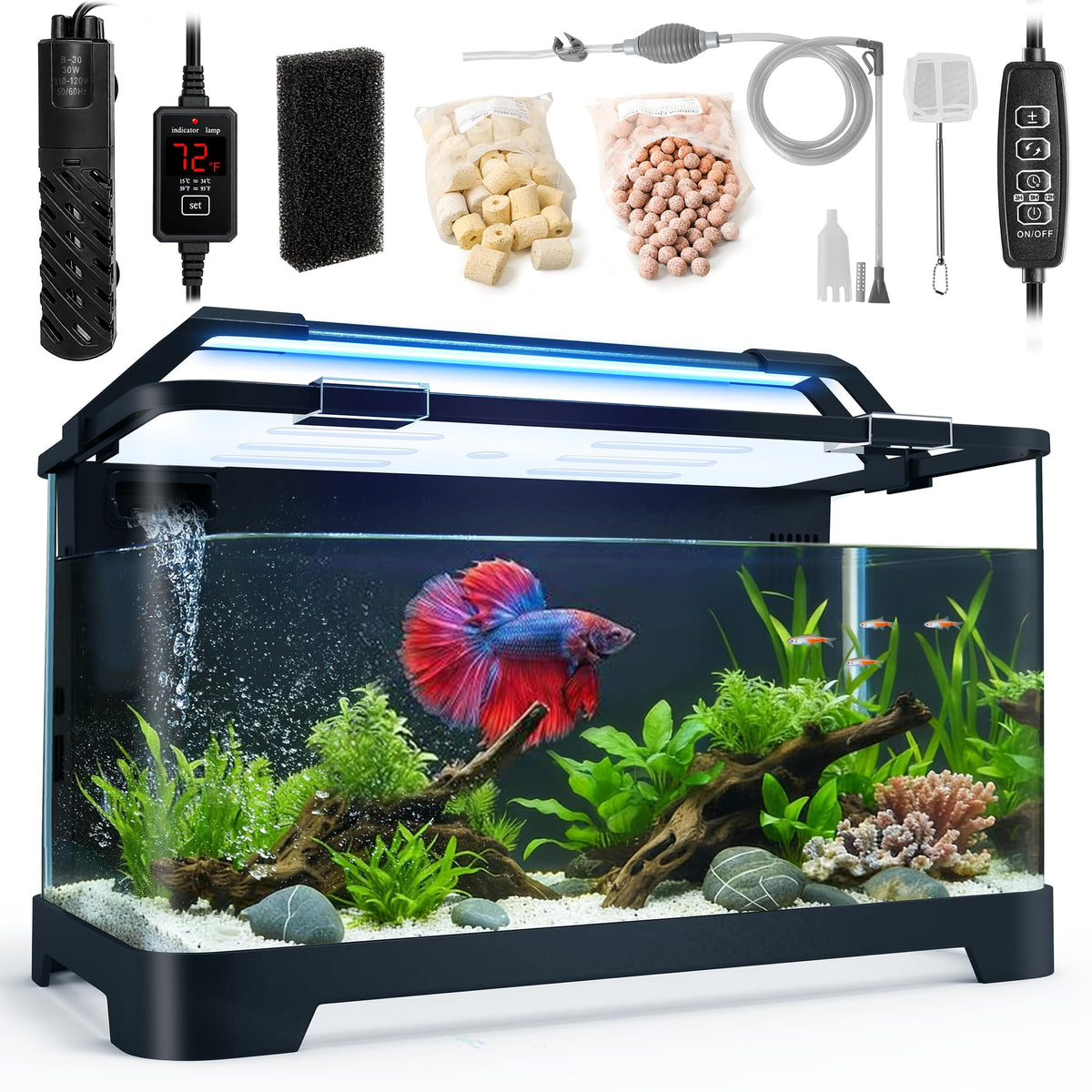 3.5 Gallon Acrylic Aquarium Starter Kit with Heater S944669