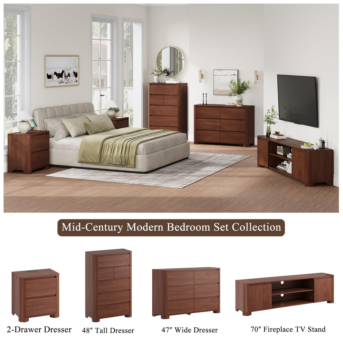 70" Walnut TV Stand T62495
