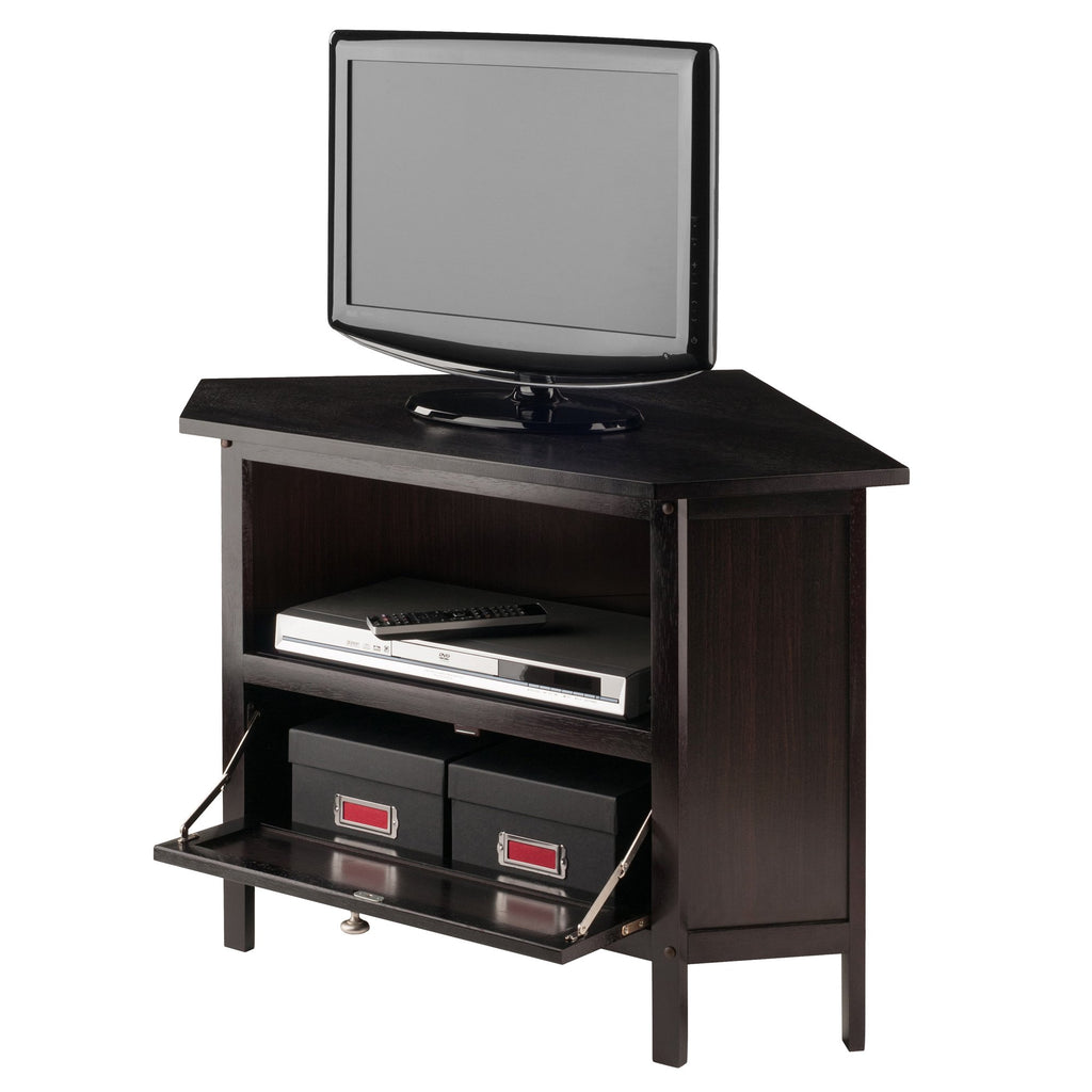 Compact Espresso Corner TV Stand R1835