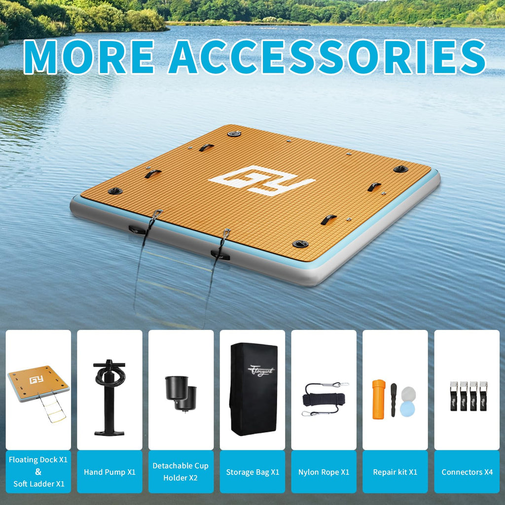 7×7' Inflatable Floating Dock with Soft Ladder J909