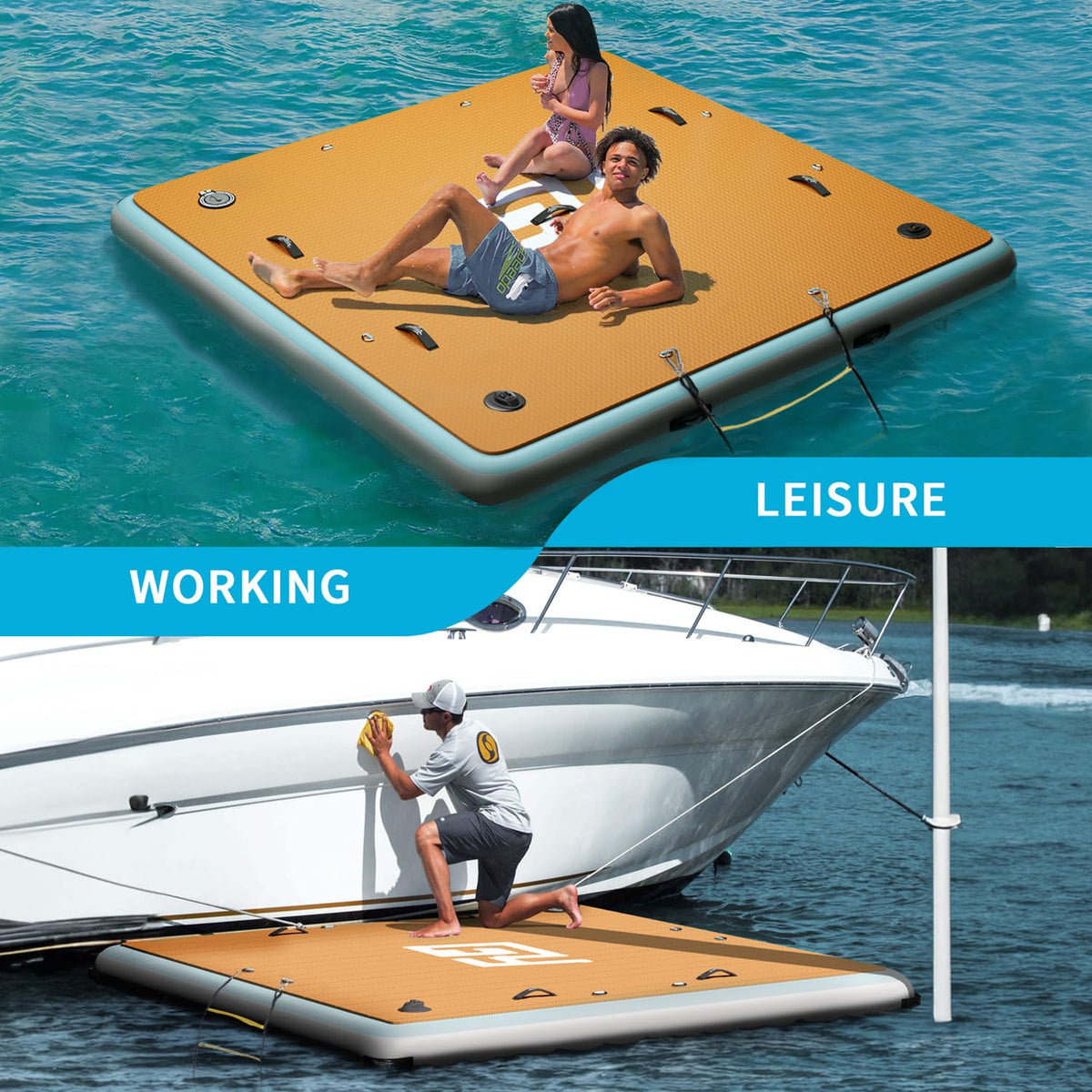 7×7' Inflatable Floating Dock with Soft Ladder J909