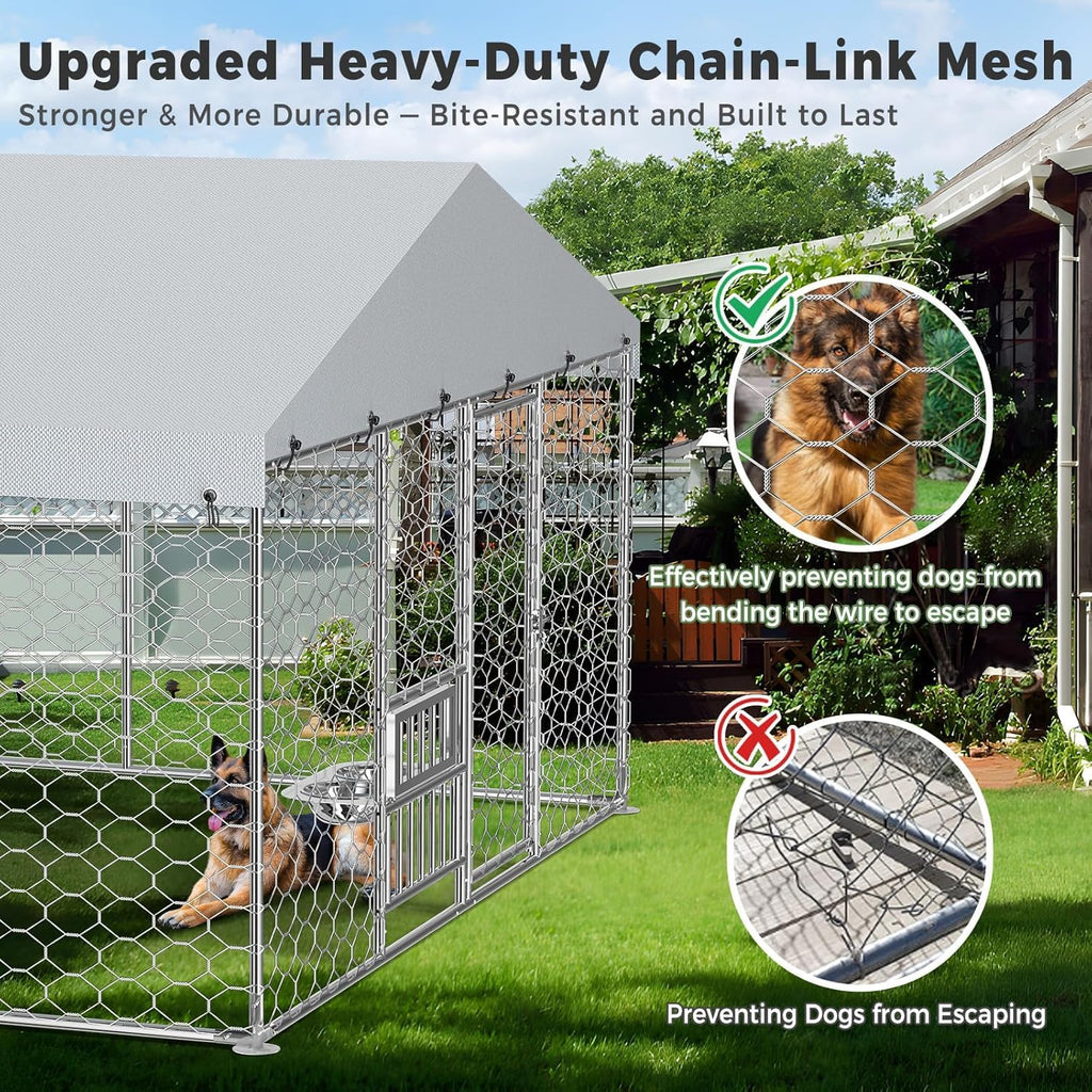 10x15FT Galvanized Outdoor Dog Kennel Q3385