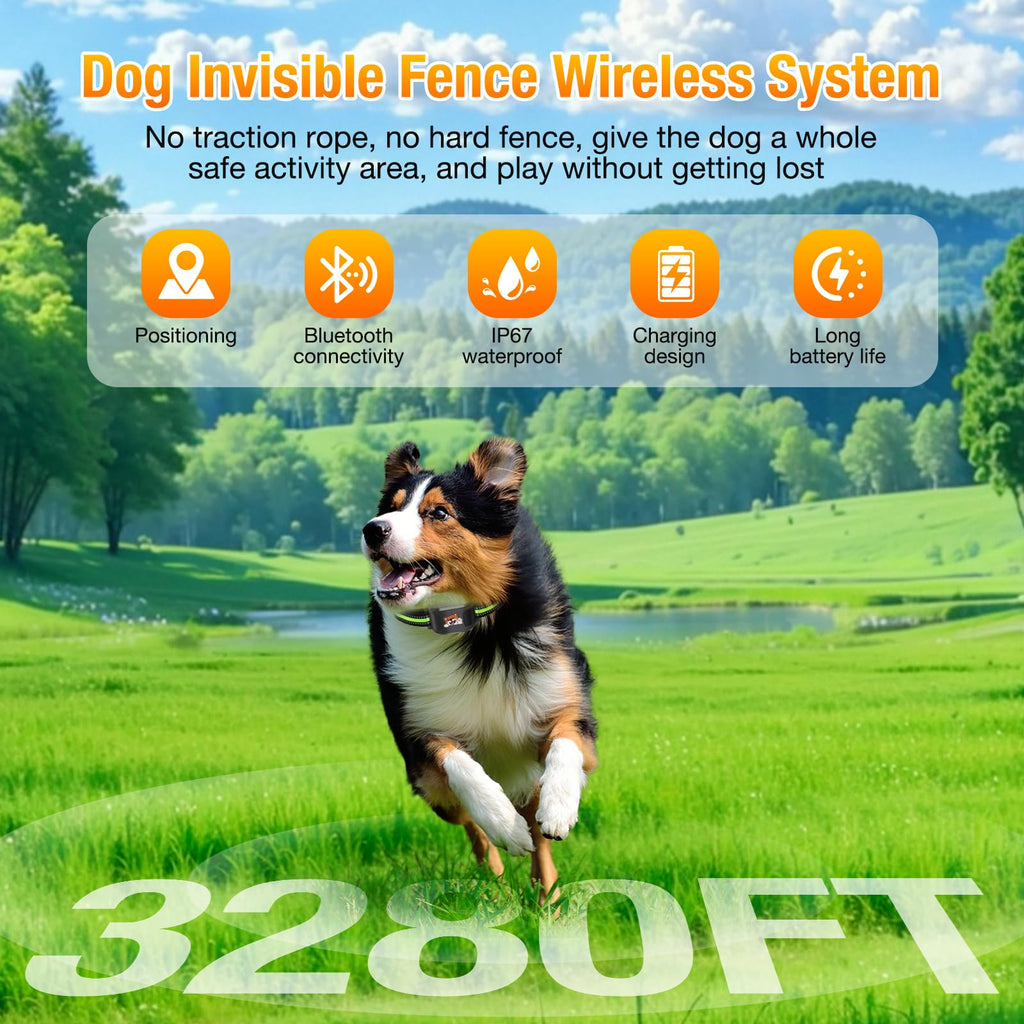 Wireless Dog Fence System with Training Collar F634