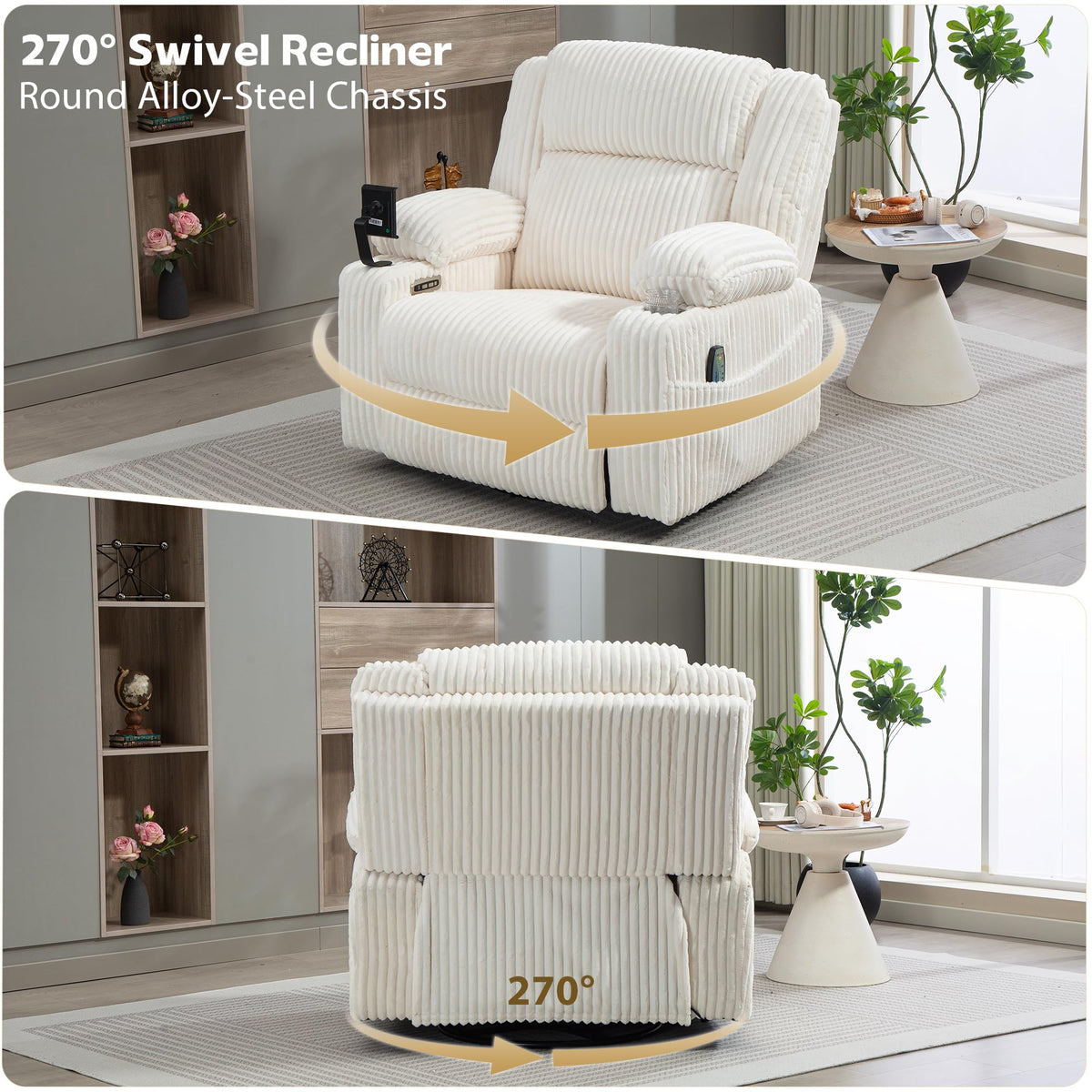 Power Swivel Rocker Recliner with Adjustable Headrest G737563