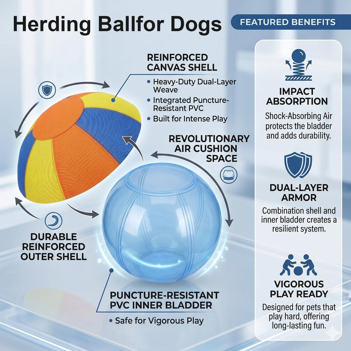 Inflatable Dog Ball with Handle Cover & Pump 18in M817108