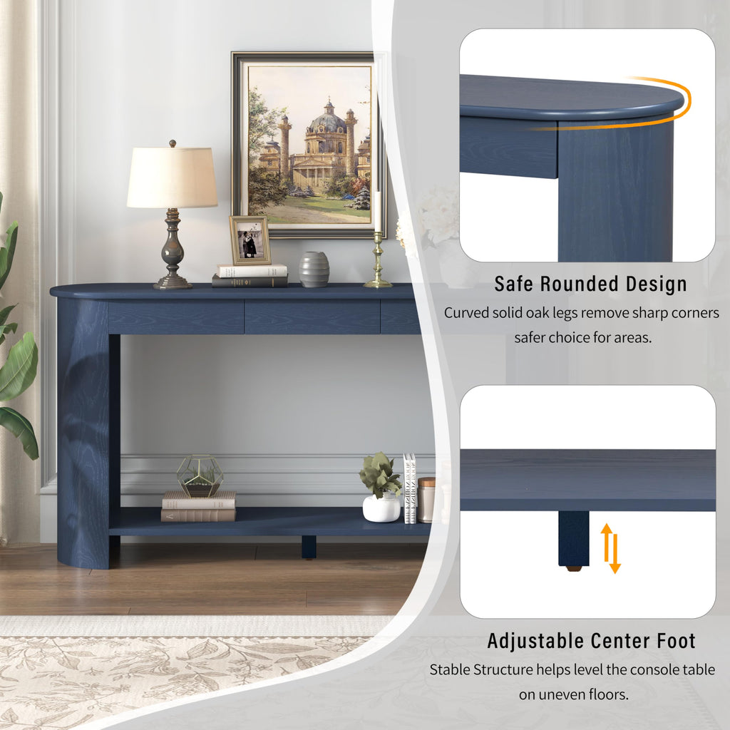 Curved Console Table with 3 Drawers and Bottom Shelf V12724