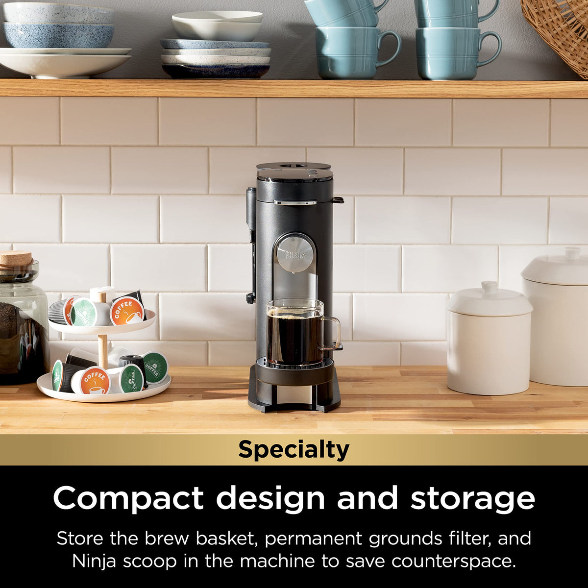Single-Serve Coffee Maker with Milk Frother, Black F368828