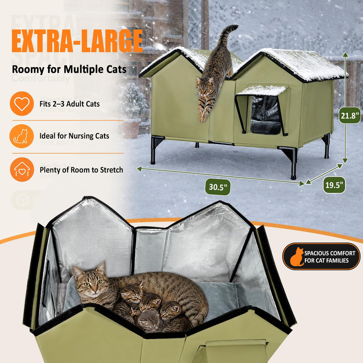 Weatherproof Outdoor Heated Cat House W353