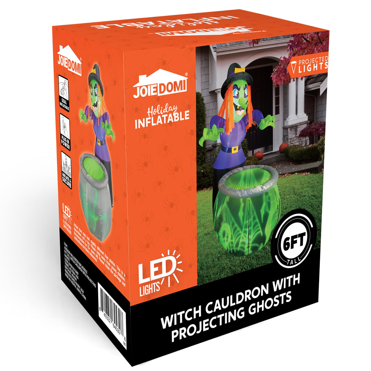 6 Ft Halloween Inflatable Witch and Cauldron Decoration with Green Ghost Light O7727