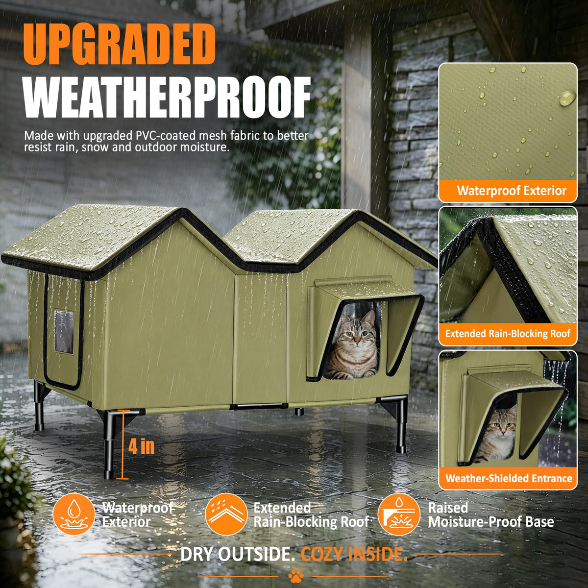 Weatherproof Outdoor Heated Cat House W353