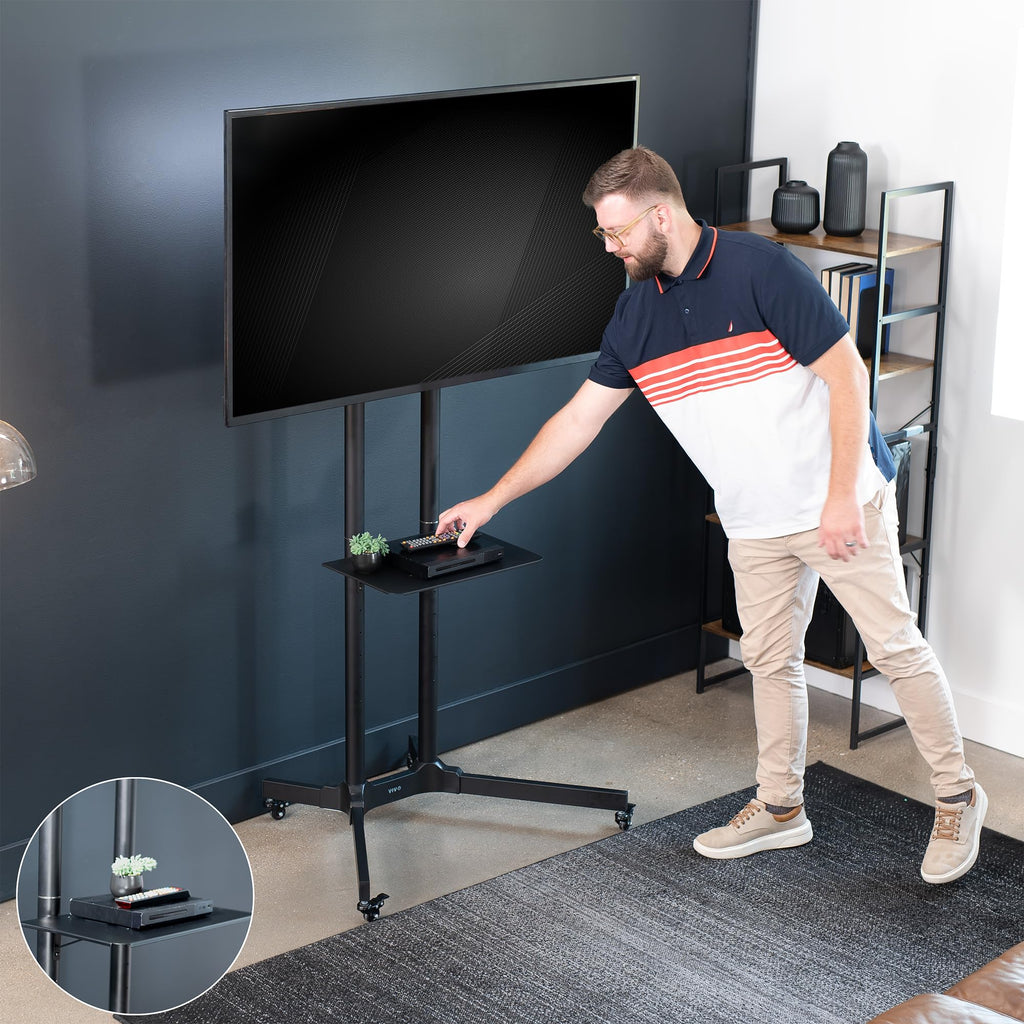 Black Mobile TV Cart for 32 to 83 inch Screens G377