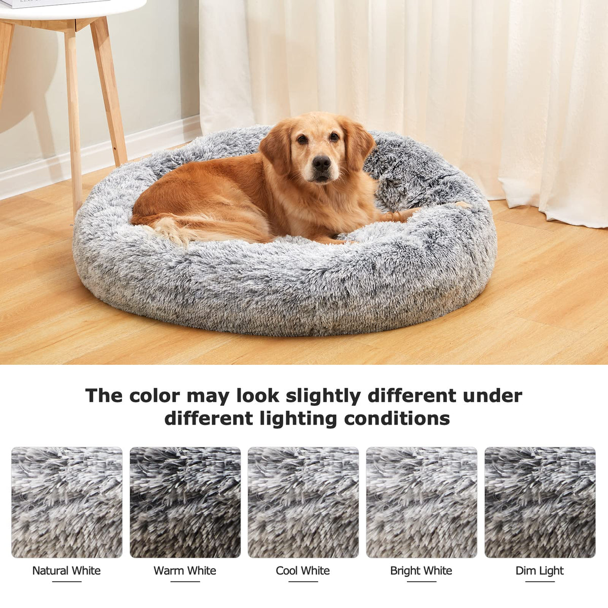 Dark Grey 36" Round Dog Bed L127
