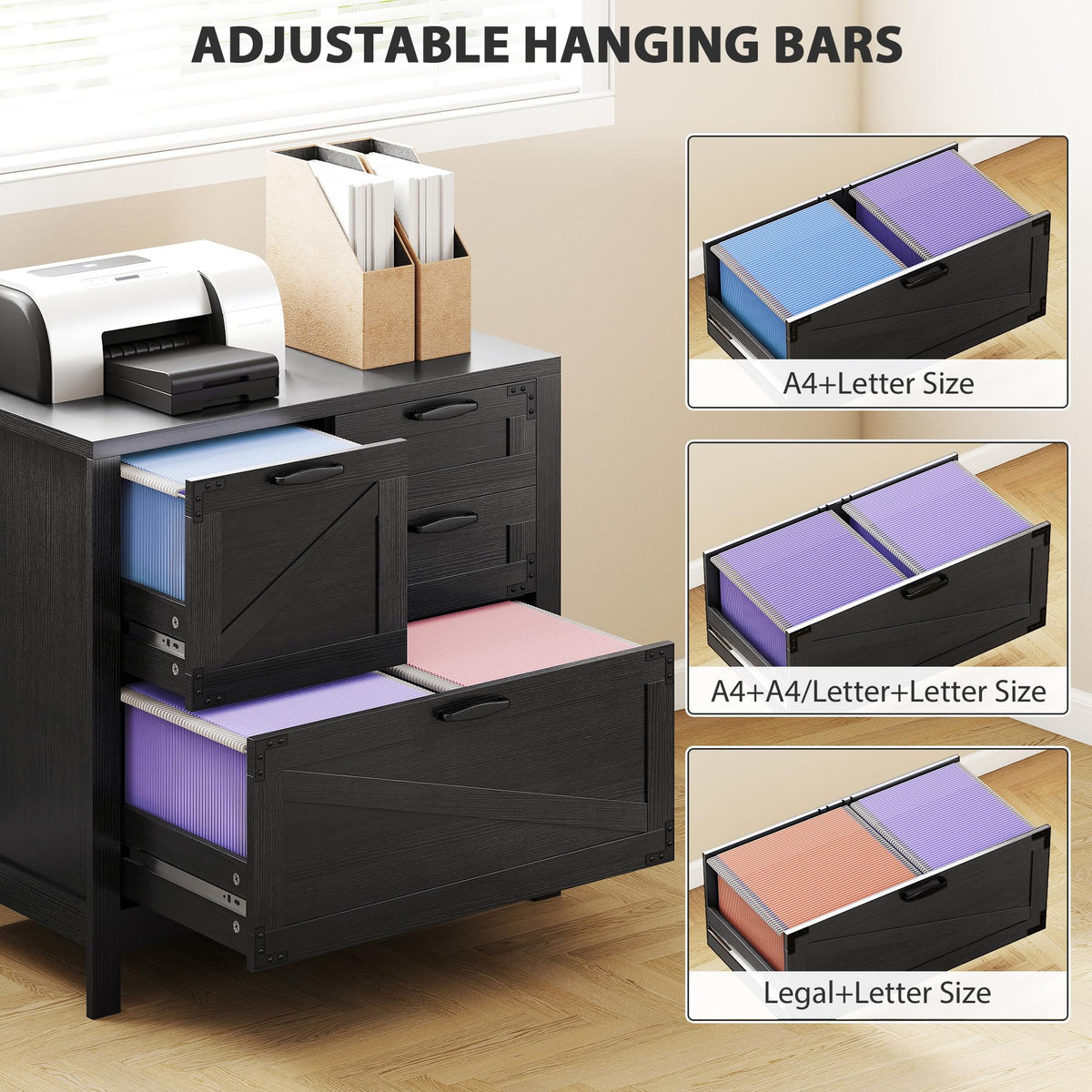 Black 4 Drawer File Cabinet A871