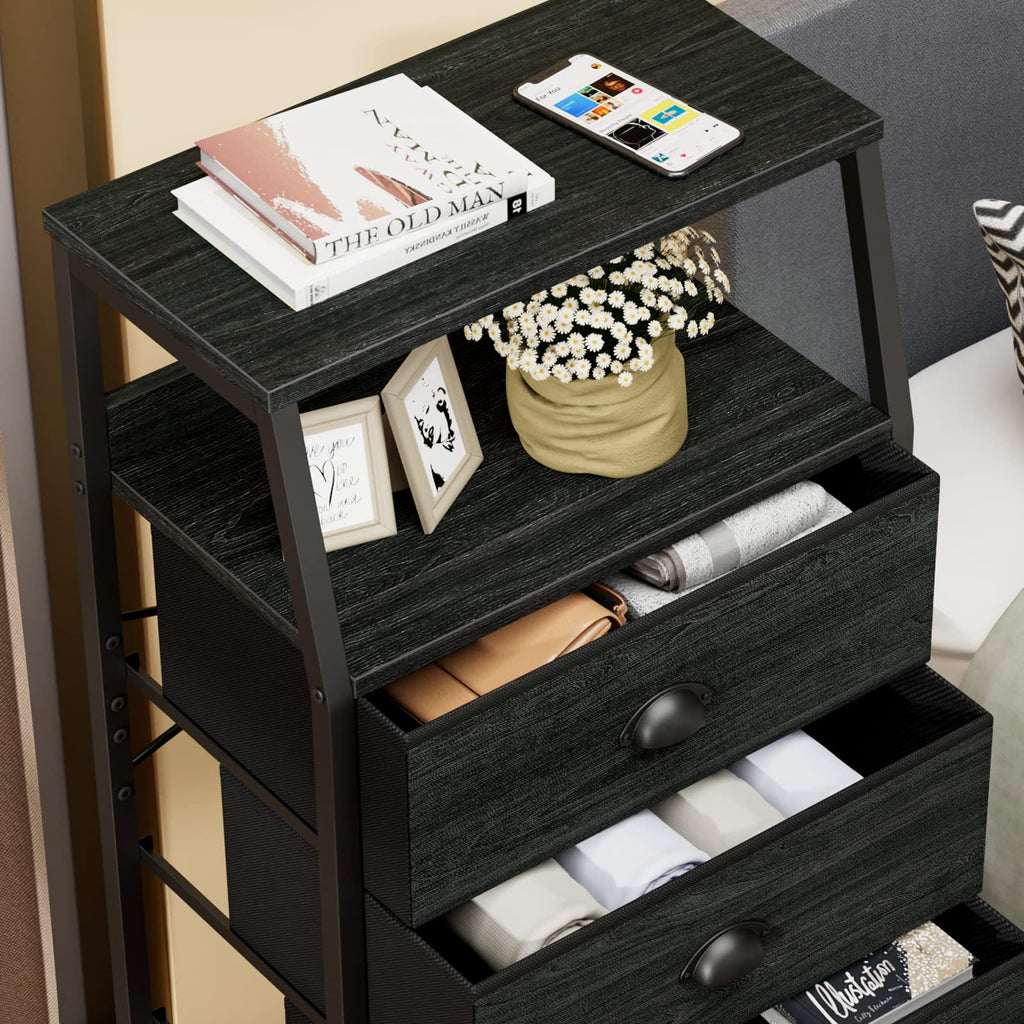 Tall Nightstand with Fabric Drawer Y361682