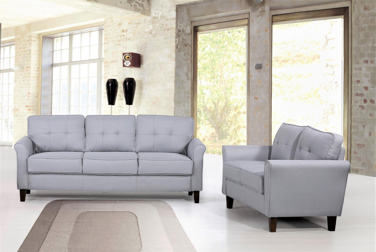 Light Gray Tufted Upholstered Loveseat Sofa E34920