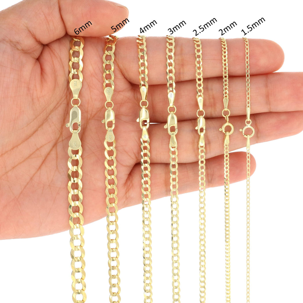 10K Yellow Gold Cuban Curb Link Chain Necklace P900