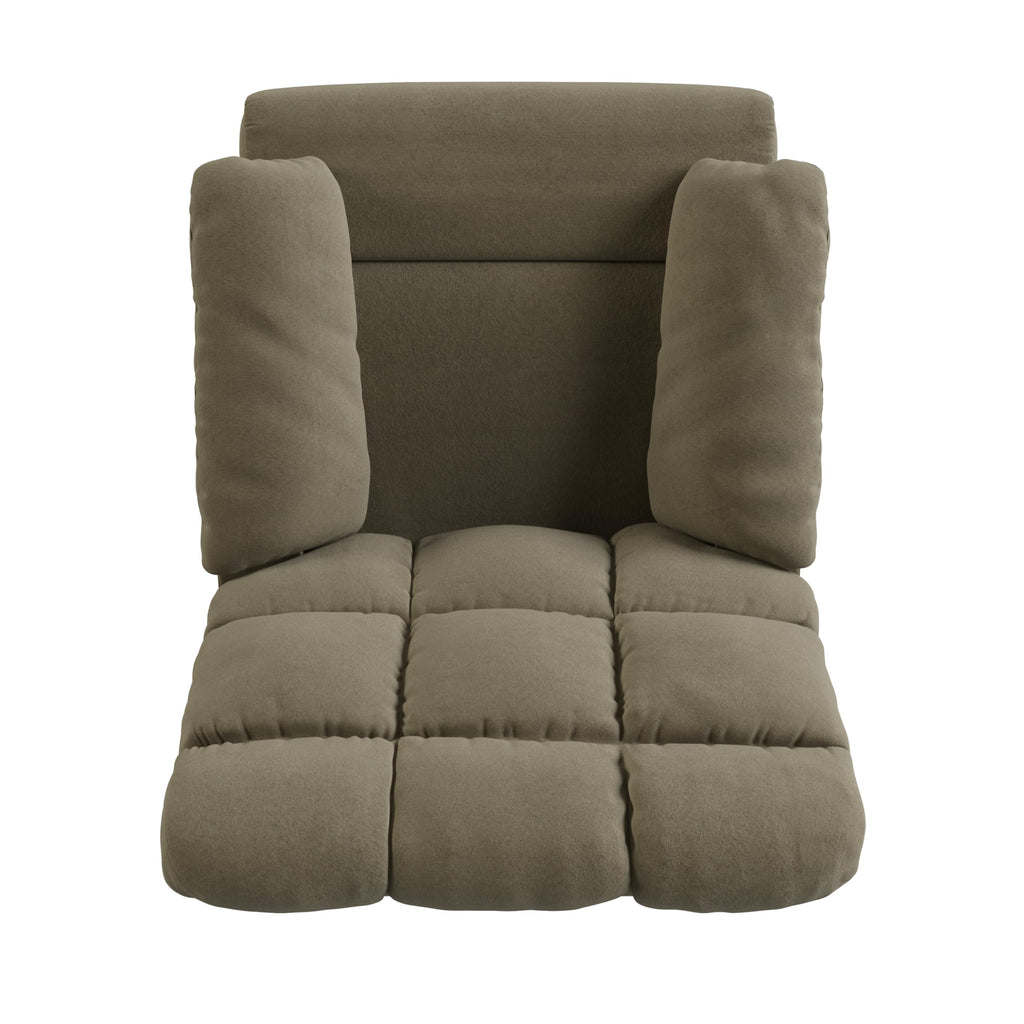 Velvet Swivel Rocker Recliner Chair with Adjustable Backrest and Footrest P731911