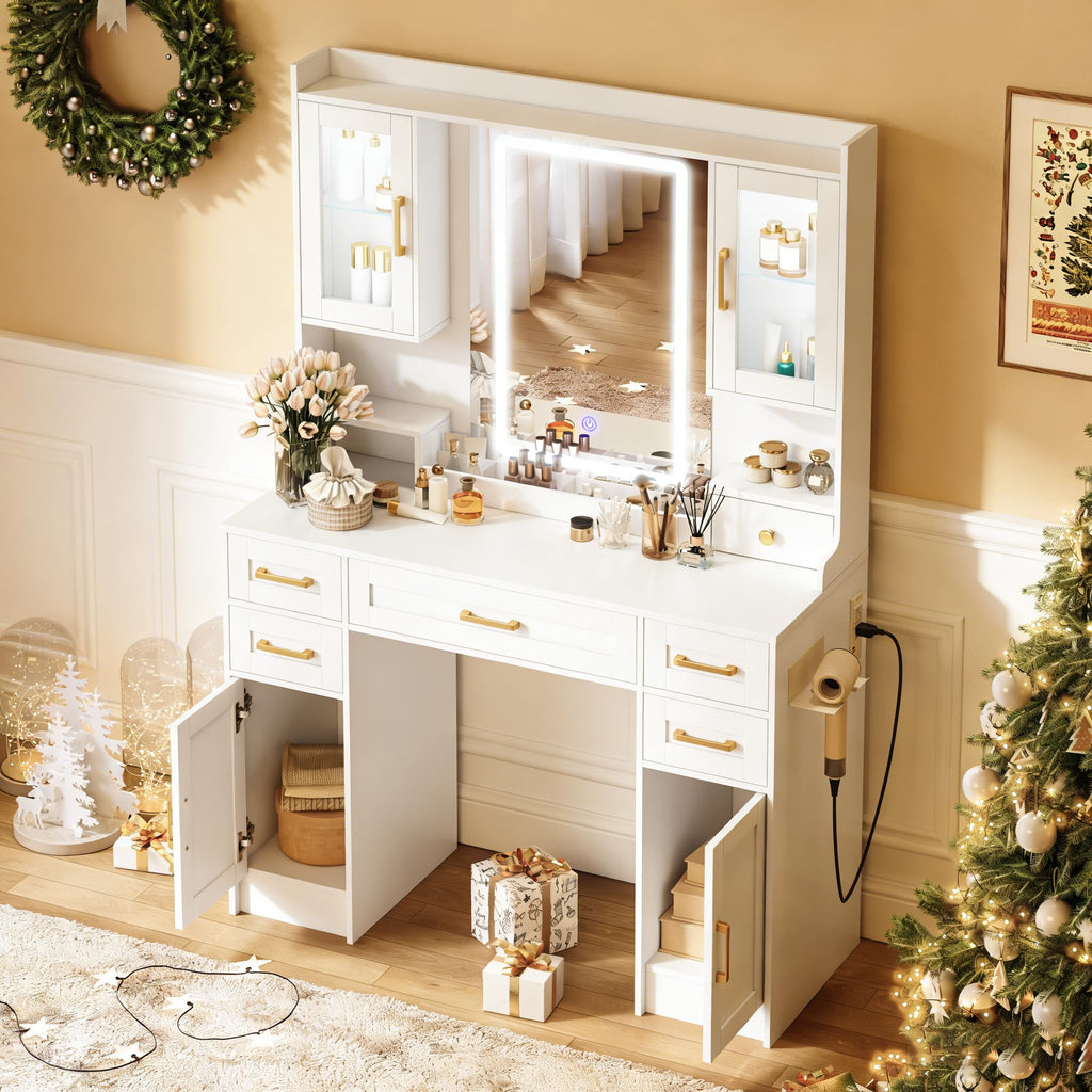 Vanity Desk with Mirror and LED Lights N887734