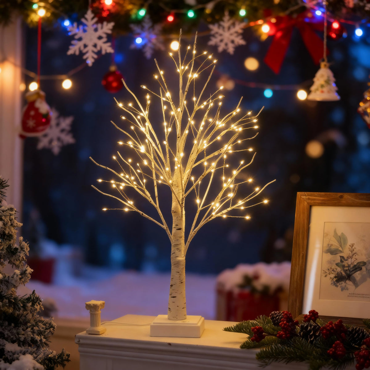24" 2FT White Birch Tree with 144 LED Lights K4239
