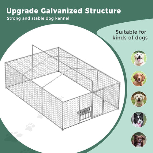 10x15FT Galvanized Outdoor Dog Kennel Q3385