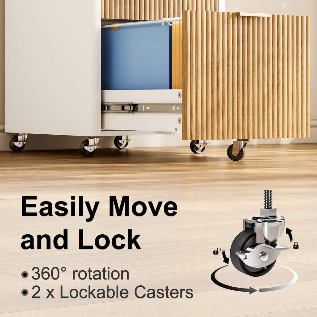 2 Drawer Wooden Mobile File Cabinet with Lock P7694
