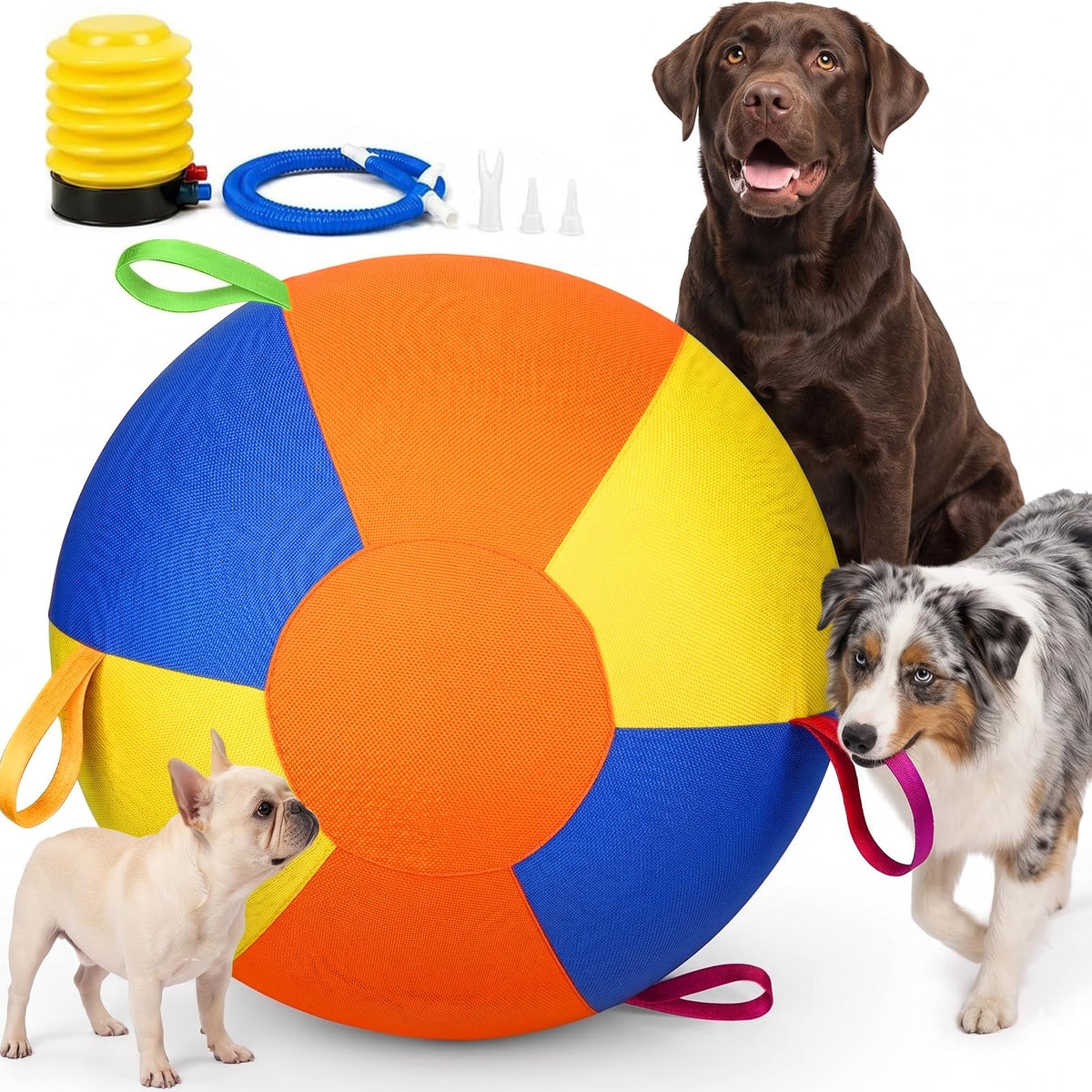Inflatable Dog Ball with Handle Cover & Pump 18in M817108